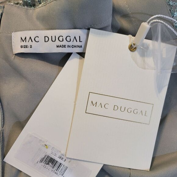 Mac Duggal EMBELLISHED ILLUSION LONG SLEEVE A LINE  NWT Sterling (70230) sz 2&4 - Picture 7 of 8